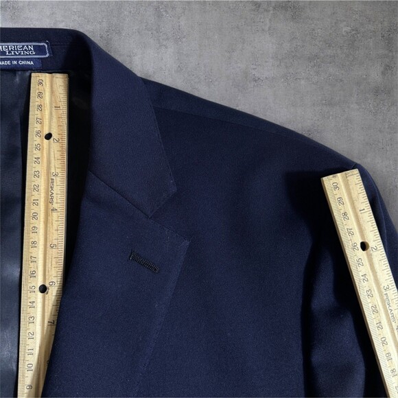 AMERICAN LIVING Men’s Navy Blazer 44R Sport Coat Two Button Jacket 100% WOOL - Picture 9 of 13